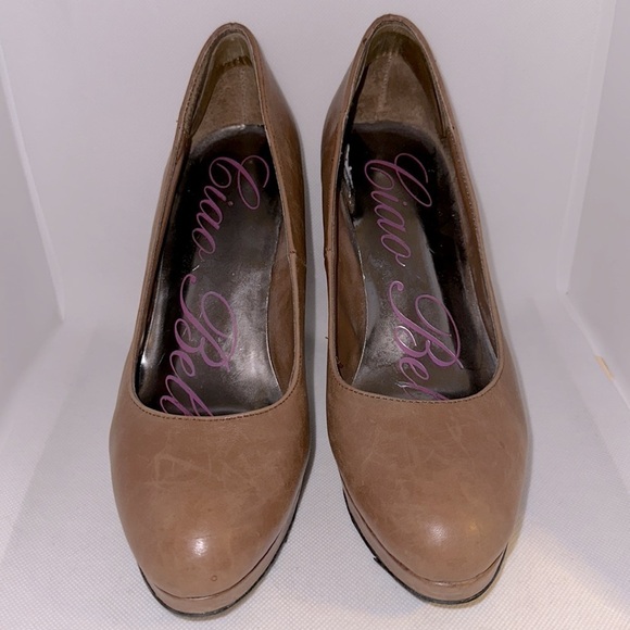 Ciao Bella Tan Leather Platform Heels Size 8.5 - EUC - Picture 2 of 11